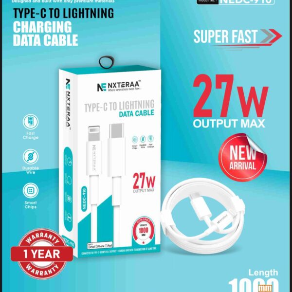 NXTERAA NEDC-910 27W Super-Fast Type C To Lightning Data Cable