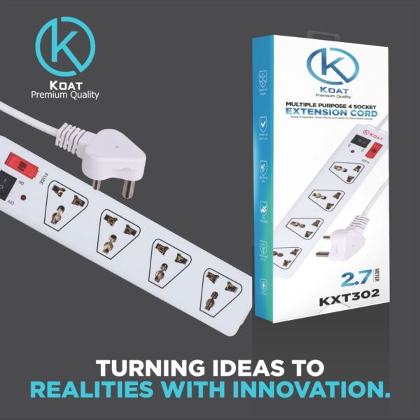 KOAT KXT302 2.7 Meter Multipurpose 4 Socket Extension Cord