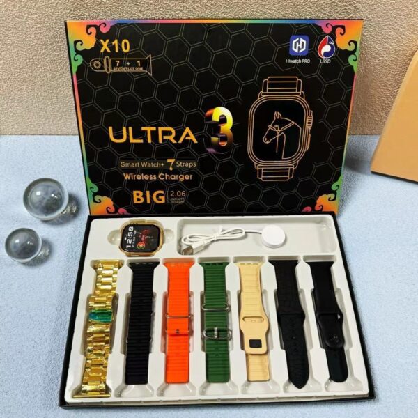 X10 7in1 Ultra 3 Smart Watch Combo