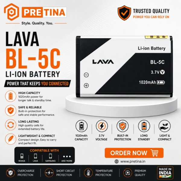 LAVA BL-5c Battery 1000mAh