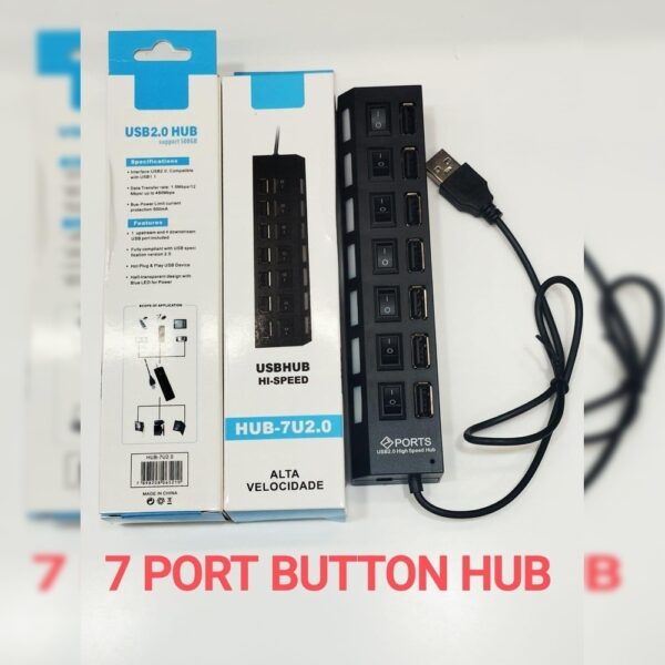 7 Port USB Hub With Button