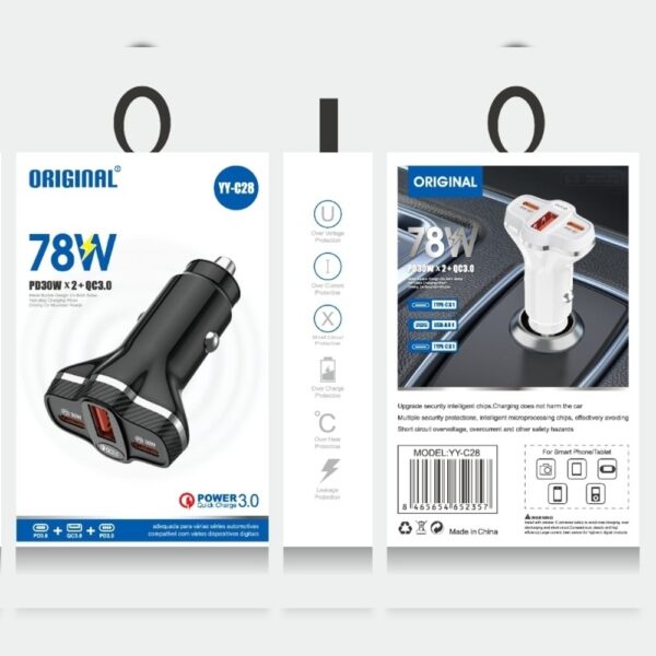 ORIGINAL 78W 3 Port Car Charger