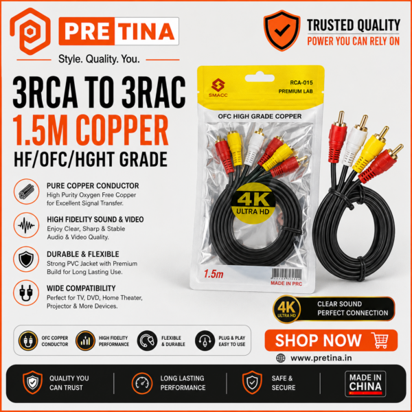 3RCA To 3RAC 1.5M Copper Cable
