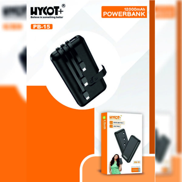 Hycot+ PB-15 3in1 12000Mah Power Bank