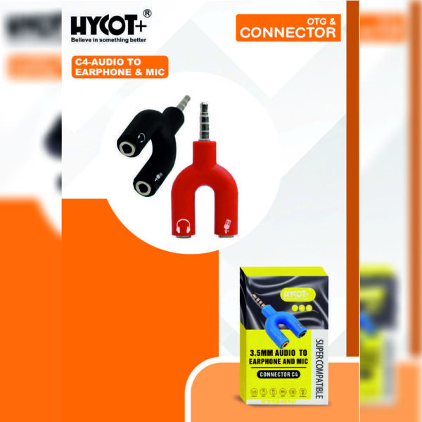 Hycot+ C4- Audio To Earphone & Mic Connector