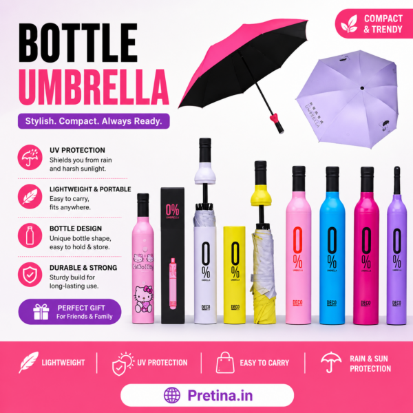 Bottle Umbrella, Automatic, Strong, Durable, Hidden Folding Umbrella for Rain