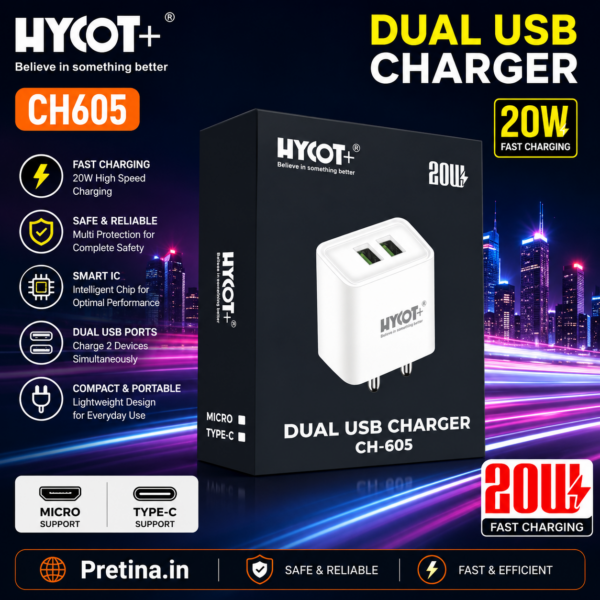 HYCOT+ CH-605 20W Dual USB Charger