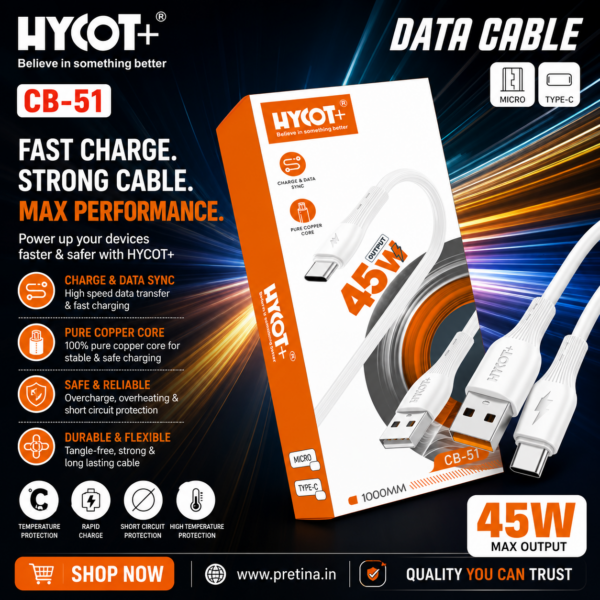 HYCOT+ CB-51 45W Fast Charging Cable