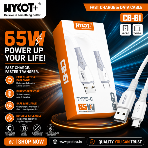 HYCOT+ CB-61 65W Fast Charging Cable