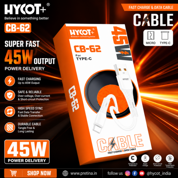HYCOT+ CB-62 45W Fast Charging Cable