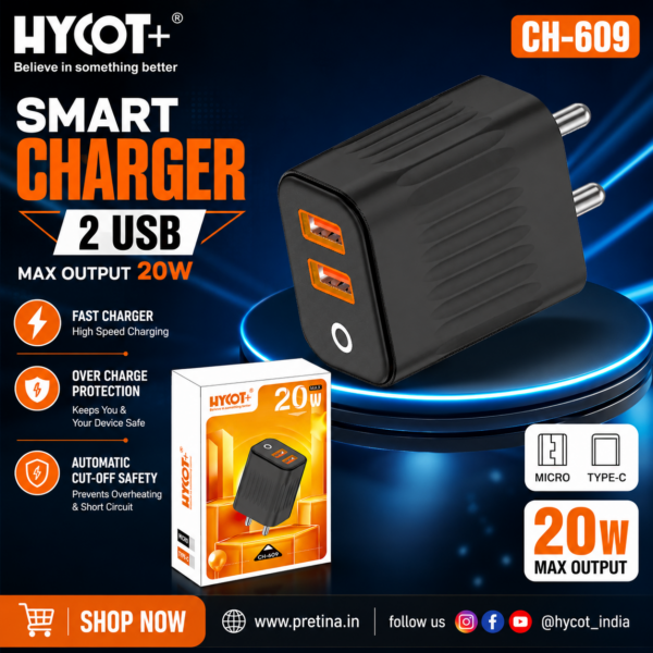 HYCOT+ CH-609 20W 2 USB Smart Charger