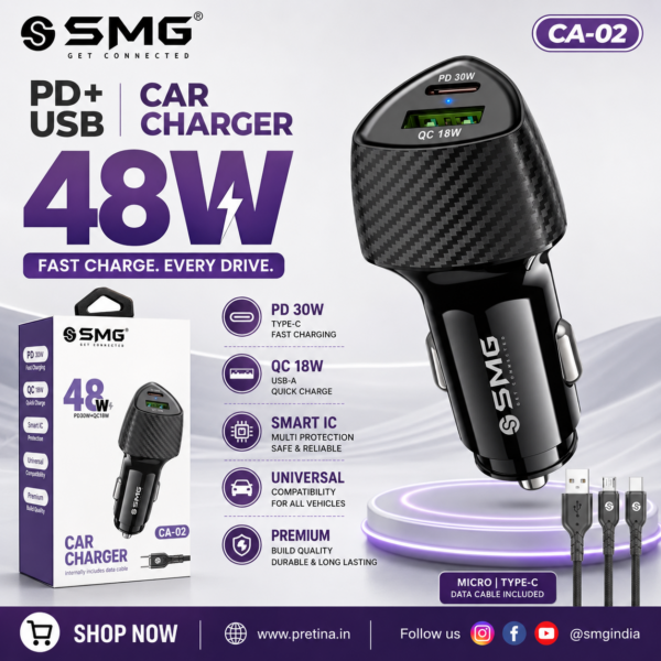 SMG SG-CA02 (48W) Car Charger