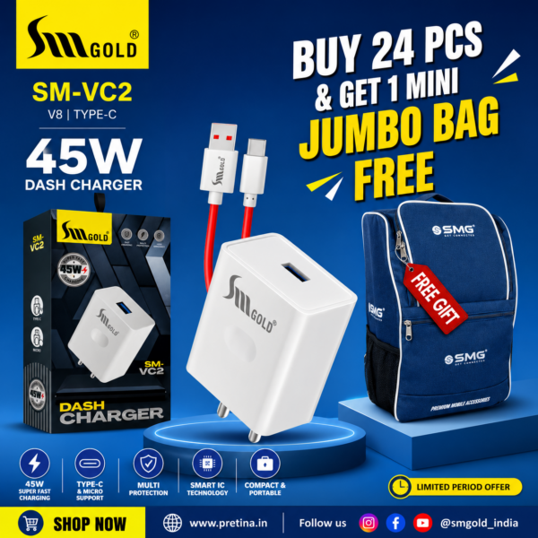 SM Gold SM-VC2 45W Dash Charger