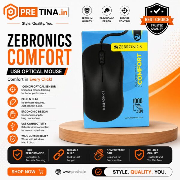 Zebronics Comfort Wired Mouse